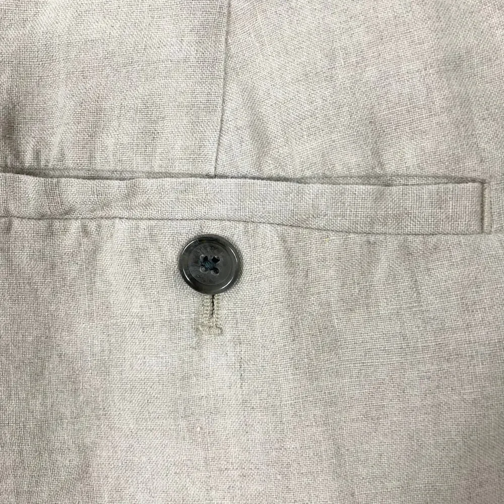 nwot MICHAEL KORS Pants Mens 36 Cream Linen Classic Fit Pocket Chino Flat Front